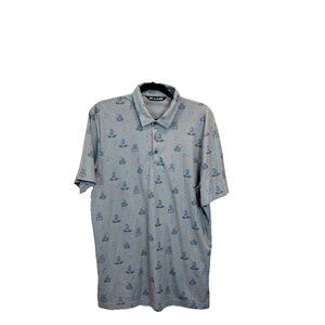 Travis Mathew polo shirt Large bricktown heather pineapple cokctaik print golf